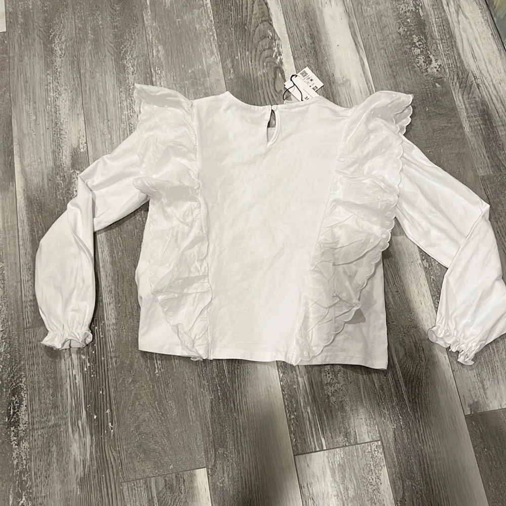 Zara White Ruffled Lace Top
